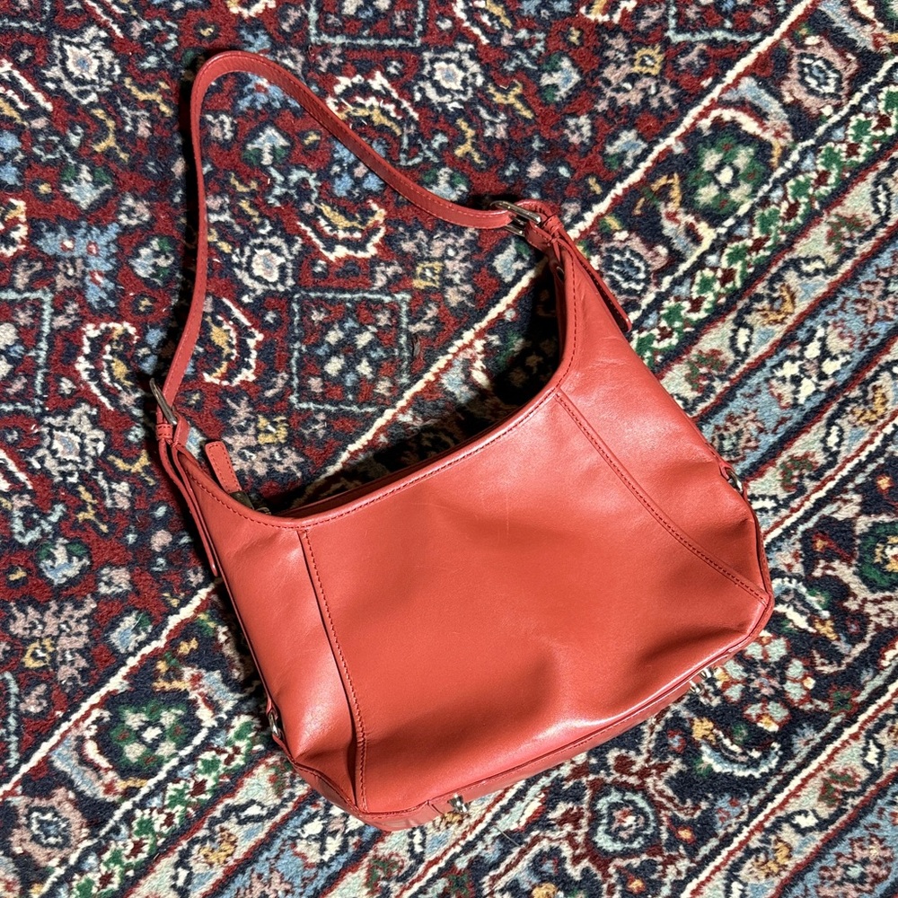 Vintage Talbots Leather Shoulder Handbag Brick Red Terracotta Genuine Leather